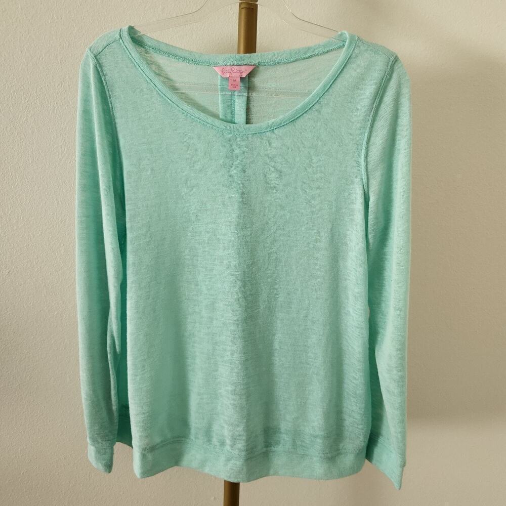 Lilly Pulitzer Bayberry Top Pullover Sweater Womens Size Medium Mint Long Sleeve